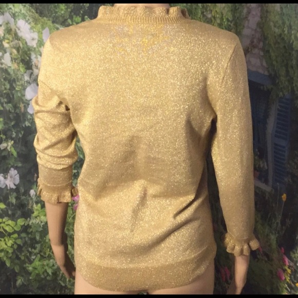 CHAPS CLASSICS METALLIC GOLD LONG-SLV SWEATER TOP - Picture 4 of 5